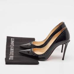 Christian Louboutin Black Patent Leather Anjalina Pumps Size 36.5