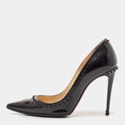 Christian Louboutin Black Patent Leather Anjalina Pumps Size 36.5