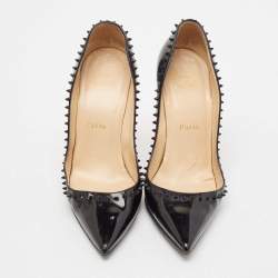 Christian Louboutin Black Patent Leather Anjalina Pumps Size 36.5
