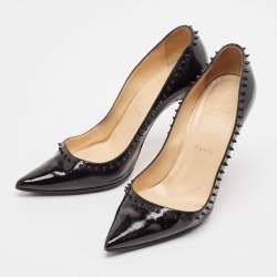 Christian Louboutin Black Patent Leather Anjalina Pumps Size 36.5