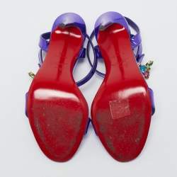 Pre Owned صندل كريستيان لوبوتان غولدي جولي جلد ميتاليك أزرق لامع مقاس 40