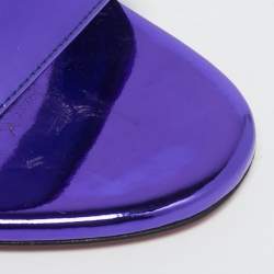 Pre Owned صندل كريستيان لوبوتان غولدي جولي جلد ميتاليك أزرق لامع مقاس 40