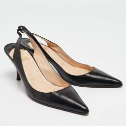Christian Louboutin Black Leather Clare Slingback Pumps Size 38