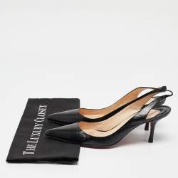 Christian Louboutin Black Leather Clare Slingback Pumps Size 38