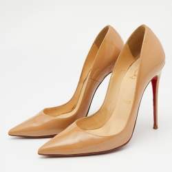 Christian Louboutin Beige Patent Leather So Kate Pumps Size 38.5