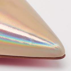 Christian Louboutin Gold/Neon Pink Iridescent Leather and Fabric Jessie Joli Ankle Boots Size 36