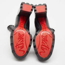 Christian Louboutin Black Leather Out Lina Spike Heeled Boots Size 39.5