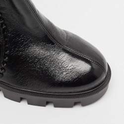 Christian Louboutin Black Leather Out Lina Spike Heeled Boots Size 39.5