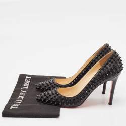 Christian Louboutin Black Leather Pigalle Spikes Pumps Size 37.5