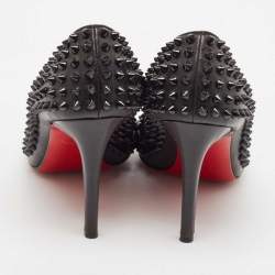 Christian Louboutin Black Leather Pigalle Spikes Pumps Size 37.5