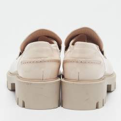Christian Louboutin Beige Patent Leather CL Moc Lug Loafers Size 36