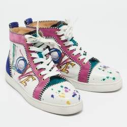 Christian Louboutin Multicolor Leather and Suede Love Rantus Orlato Sneakers Size 39.5