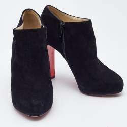 Christian Louboutin Black Suede Belle Ankle Boots Size 37.5