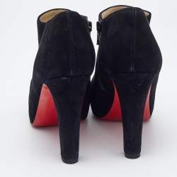 Christian Louboutin Black Suede Belle Ankle Boots Size 37.5