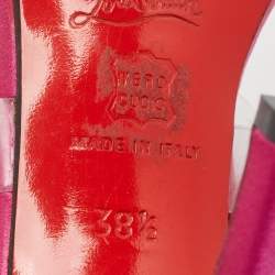 Christian Louboutin Pink/Transparent Satin and PVC Ankle Wrap Sandals Size 38.5