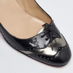مملوكة مسبقًا Christian Louboutin Black/Grey Patent Leather Brogue Detail Pumps Size 41