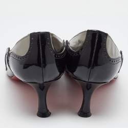 مملوكة مسبقًا Christian Louboutin Black/Grey Patent Leather Brogue Detail Pumps Size 41