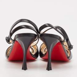 Pre Owned Christian Louboutin Black Leather Trezuma Ankle Strap Sandals Size 36.5