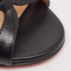 Pre Owned Christian Louboutin Black Leather Trezuma Ankle Strap Sandals Size 36.5