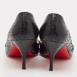 Pre Owned Christian Louboutin Black Snakeskin Leather So Kate Pumps Size 37