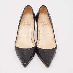 Pre Owned Christian Louboutin Black Snakeskin Leather So Kate Pumps Size 37