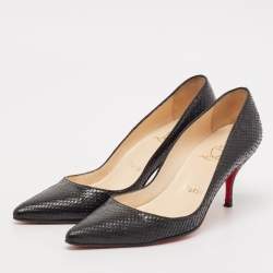 Pre Owned Christian Louboutin Black Snakeskin Leather So Kate Pumps Size 37