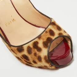 Christian Louboutin Brown Calf Hair and Patent Leather Private Number Pumps Size 38.5