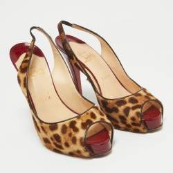 Christian Louboutin Brown Calf Hair and Patent Leather Private Number Pumps Size 38.5