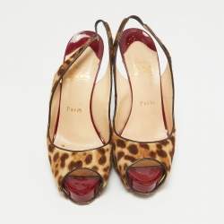 Christian Louboutin Brown Calf Hair and Patent Leather Private Number Pumps Size 38.5