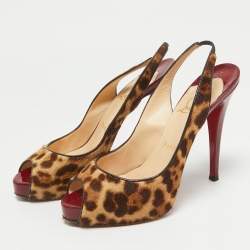 Christian Louboutin Brown Calf Hair and Patent Leather Private Number Pumps Size 38.5