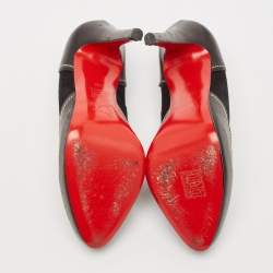 Pre Owned Christian Louboutin Black Suede And Leather Defil Pumps Size 38