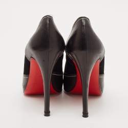 Pre Owned Christian Louboutin Black Suede And Leather Defil Pumps Size 38