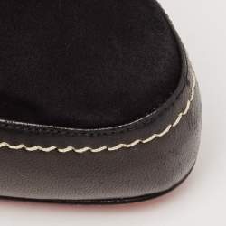 Pre Owned Christian Louboutin Black Suede And Leather Defil Pumps Size 38