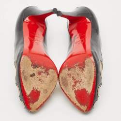 Pre Owned Christian Louboutin Black Mesh and Patent Leather Moira Pumps Size 38