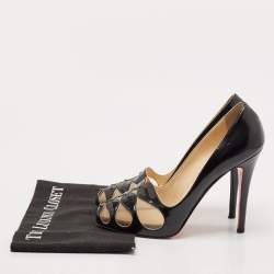 Pre Owned Christian Louboutin Black Mesh and Patent Leather Moira Pumps Size 38