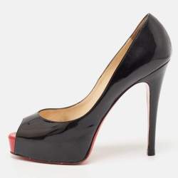 Christian Louboutin Black Patent Leather Very Prive Pumps Size 40