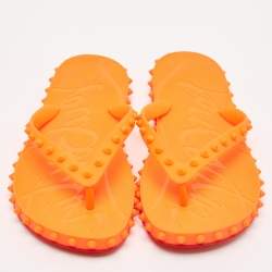 Christian Louboutin Orange Rubber Super Loubi  Flat Slides Size 39 