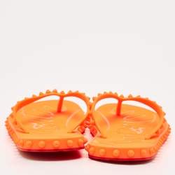 Christian Louboutin Orange Rubber Super Loubi  Flat Slides Size 39 
