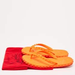 Christian Louboutin Orange Rubber Super Loubi  Flat Slides Size 39 