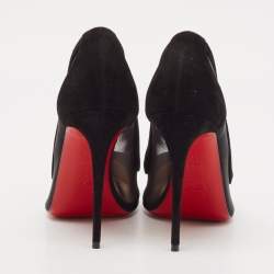 Pre Owned Christian Louboutin Black Mesh and Suede Galata Pumps Size 39.5