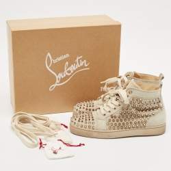 Christian Louboutin Grey Suede Louis Spikes Sneakers Size 37