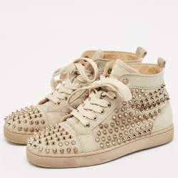 Christian Louboutin Grey Suede Louis Spikes Sneakers Size 37