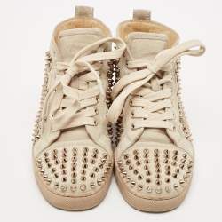 Christian Louboutin Grey Suede Louis Spikes Sneakers Size 37