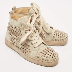 Christian Louboutin Grey Suede Louis Spikes Sneakers Size 37
