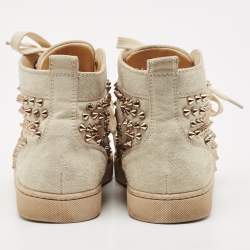 Christian Louboutin Grey Suede Louis Spikes Sneakers Size 37