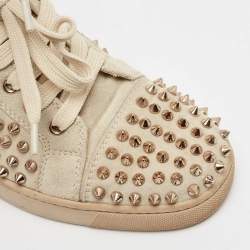 Christian Louboutin Grey Suede Louis Spikes Sneakers Size 37