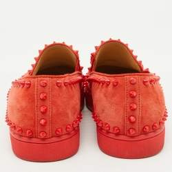 Christian Louboutin Red Suede Pik Boat Slip On Sneakers Size 39.5