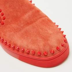 Christian Louboutin Red Suede Pik Boat Slip On Sneakers Size 39.5