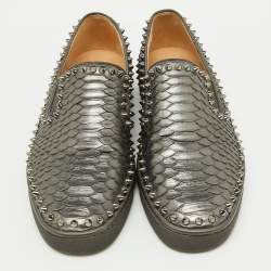 Christian Louboutin Grey Python Pik Boat Slip On Sneakers Size 40.5