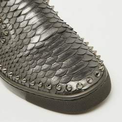 Christian Louboutin Grey Python Pik Boat Slip On Sneakers Size 40.5